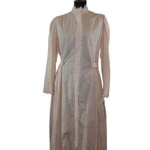 NWT Vintage Eileen West Queen Anne Lace Pink Embroidered House Coat Robe Gown L